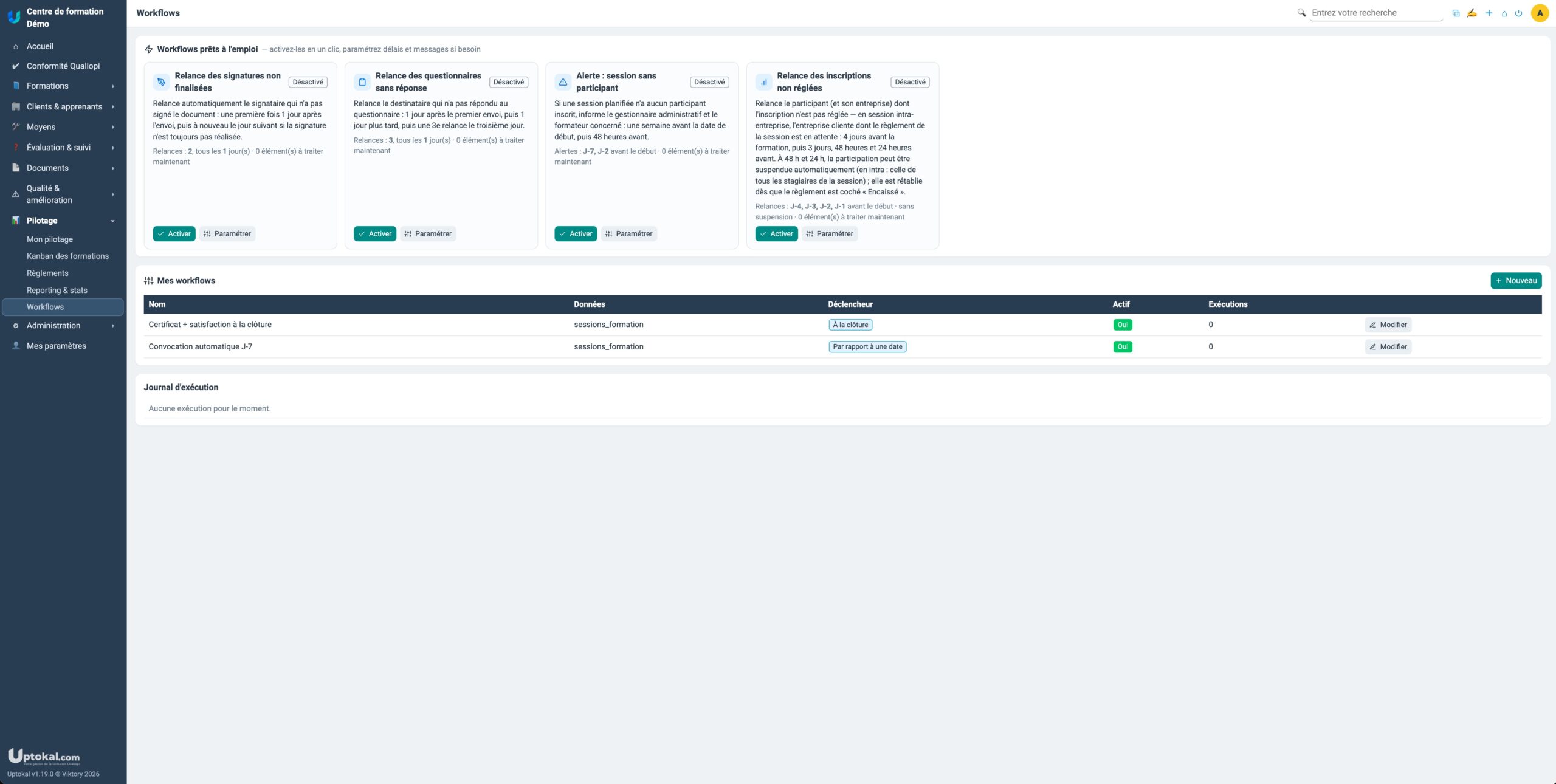 Uptokal workflows